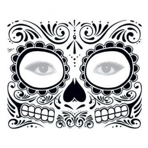 Strašidelná Maska na obličej - černobílá - dočasné tetování