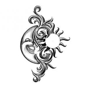 Psychedelický měsíc a slunce - tetování, tetovačka