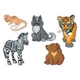 Sada 5 zvířátek - medvídě, tygr, zebra, vlk, ještěr - tetování, tetovačky